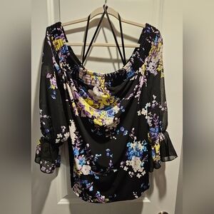 Torrid Black Floral Off-Shoulder Blouse